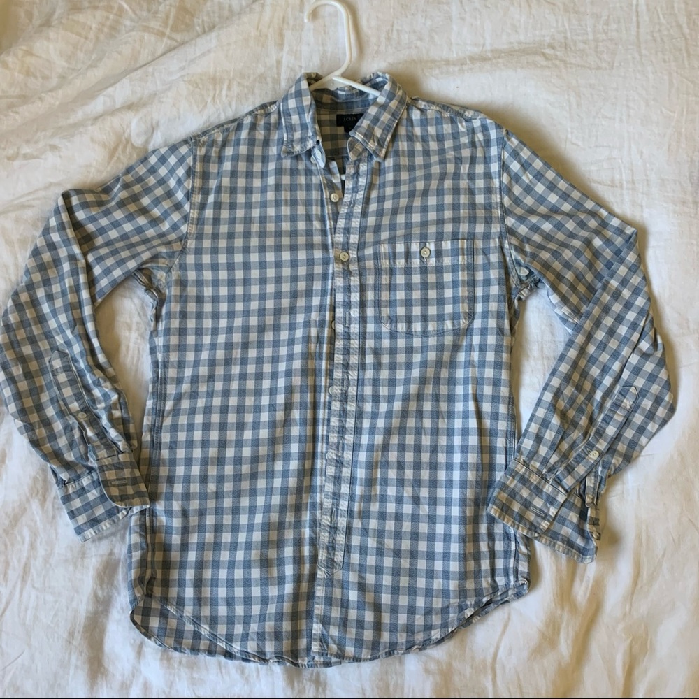 J Crew button down, grey checks, S